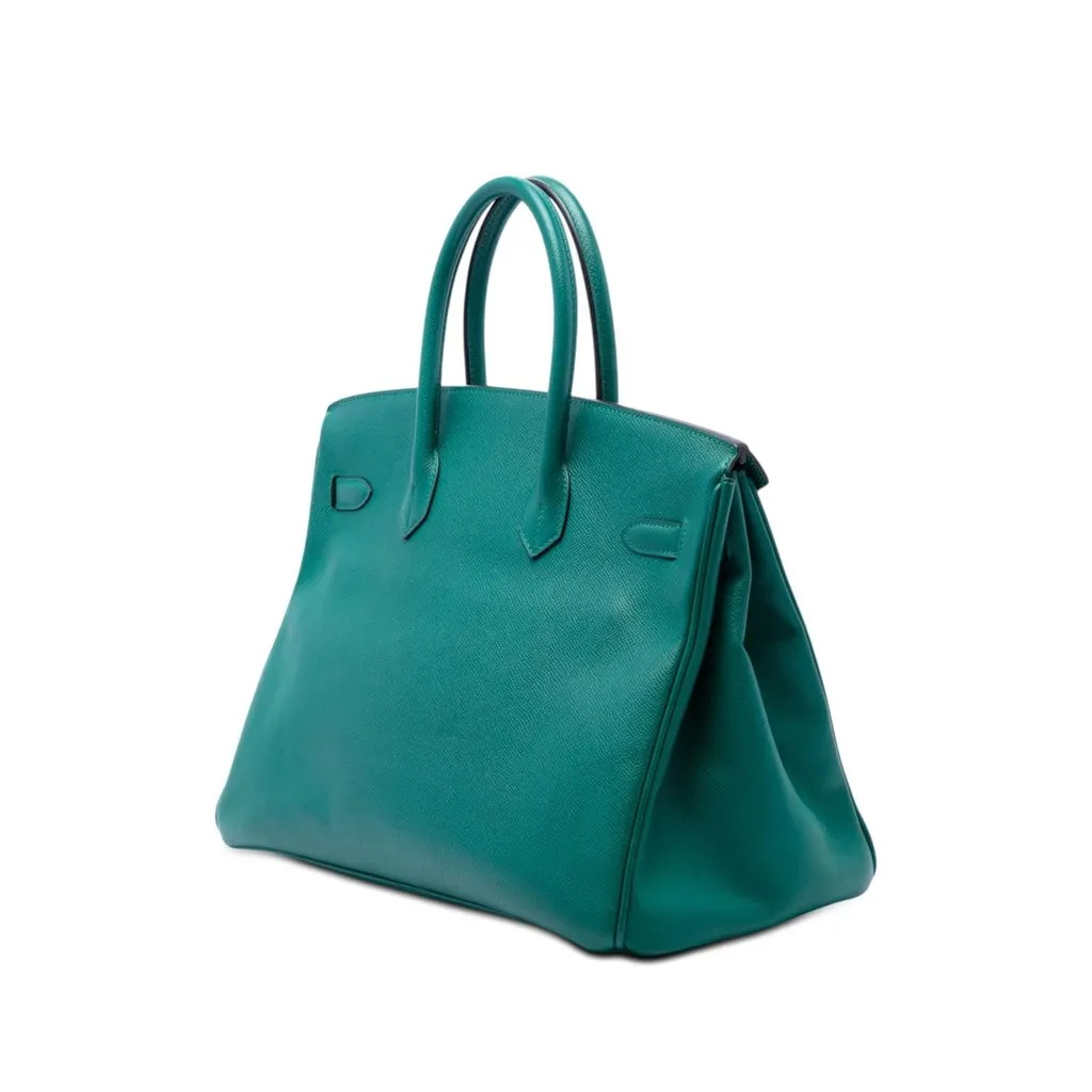 Hermès Epsom Birkin Retourne 35 Green Leather Very good - Back View