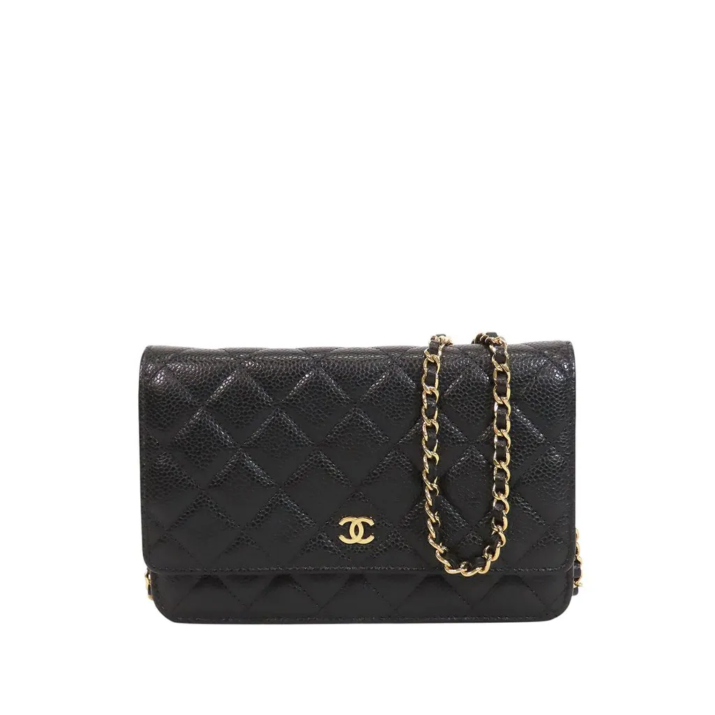 Chanel CC Quilted Caviar Wallet on Chain