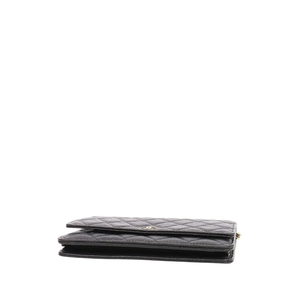 Chanel CC Quilted Caviar Wallet on Chain Black Leather Very good - Inside View
