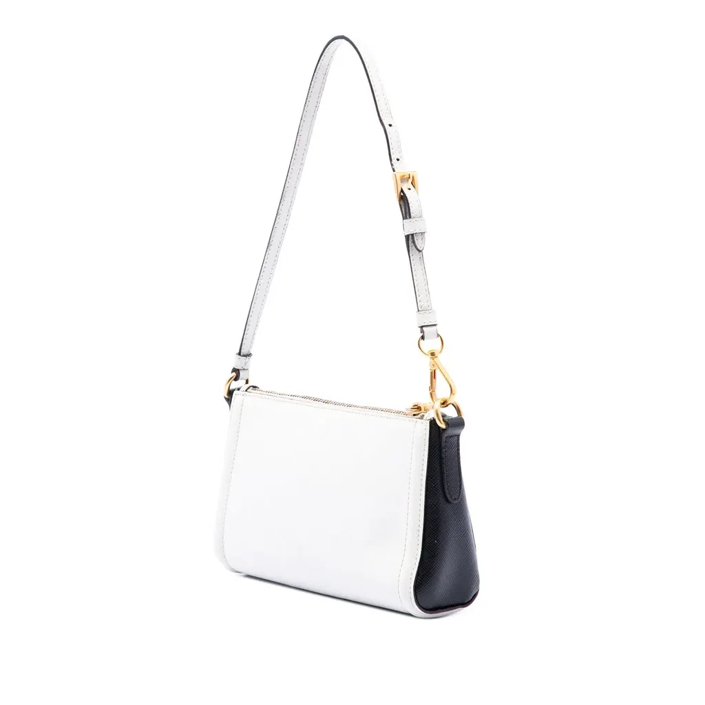 Prada Saffiano Lux Pochette White Leather Good - Back View