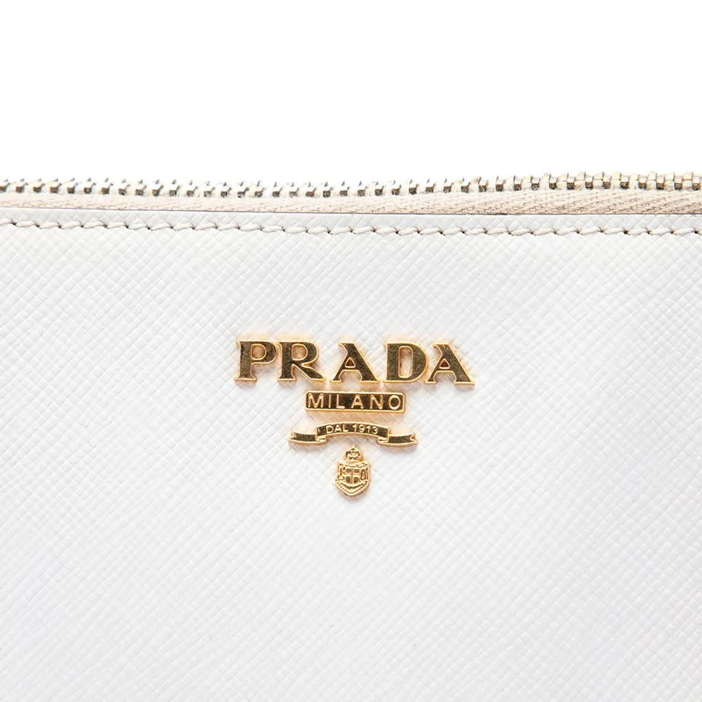 Prada Saffiano Lux Pochette White Leather Good - Box View