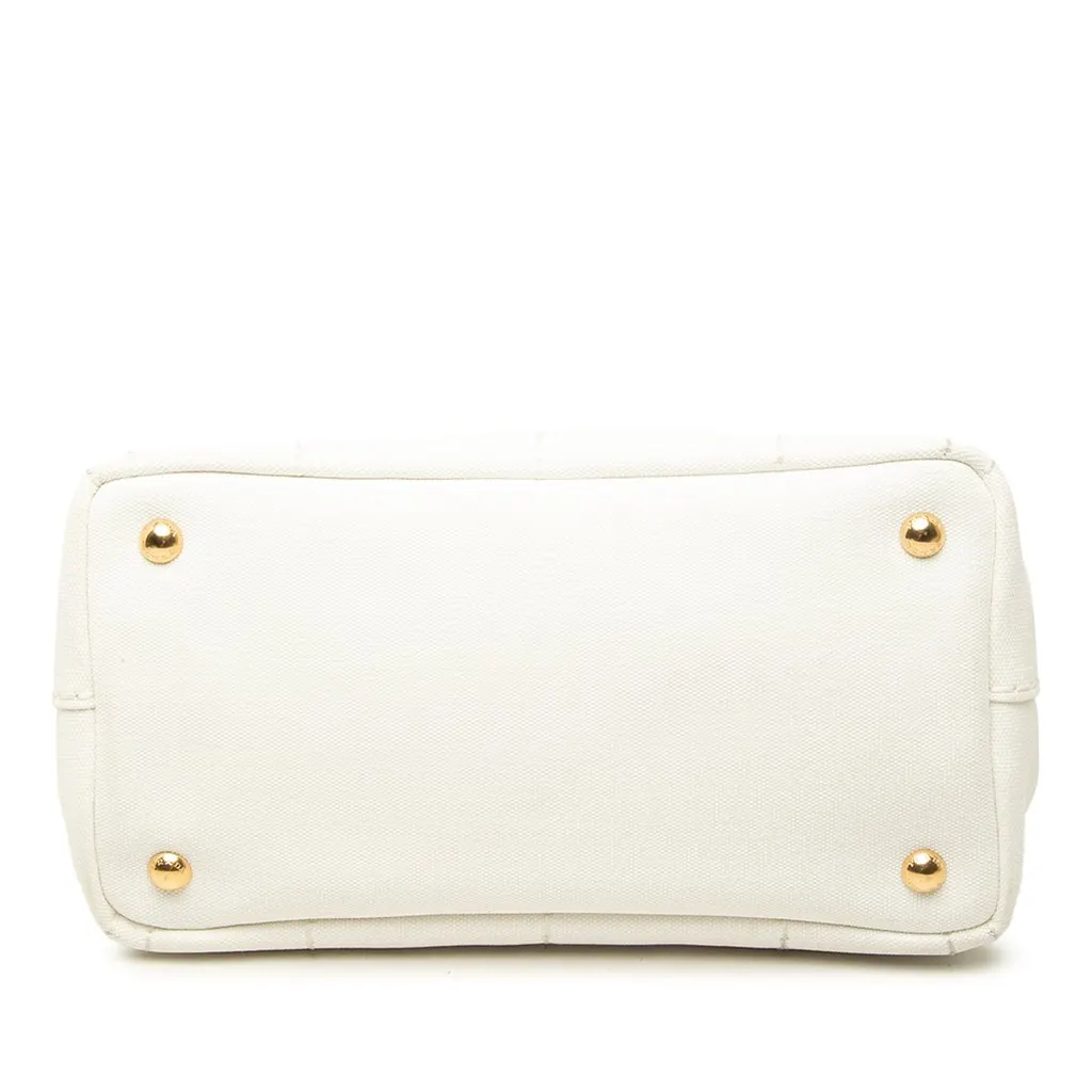 Prada Small Canvas Canapa Logo Tote White Canvas Very good - Inside View