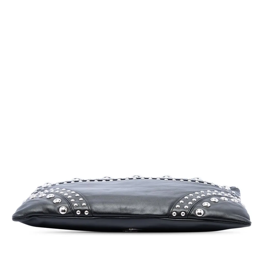 Prada Studded Calfskin Clutch Black Leather Very good - Inside View