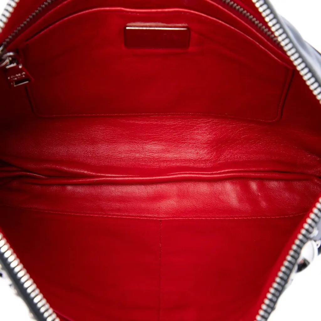Prada Studded Calfskin Clutch Black Leather Very good - Model View