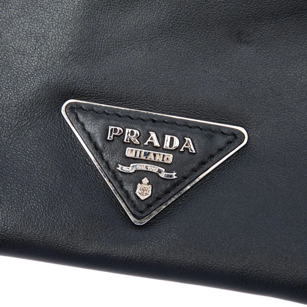 Prada Studded Calfskin Clutch Black Leather Very good - Box View