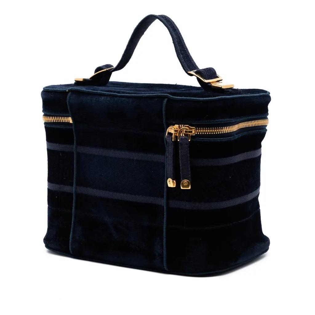Dior Embroidered Velvet Diortravel Vanity Case Blue Very good - Back View