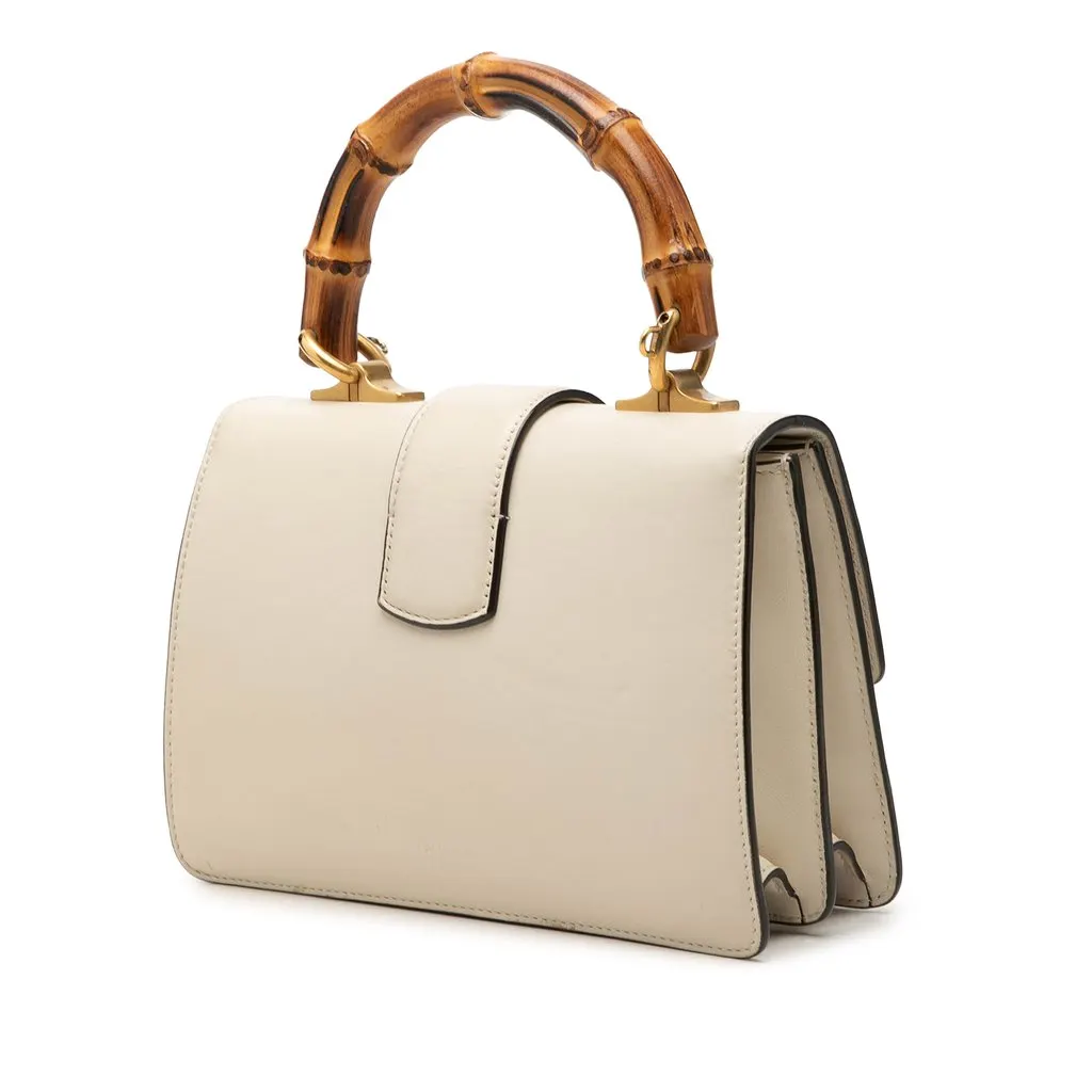 Gucci Mini Calfskin Bamboo Dionysus Web Satchel White Leather Very good - Back View