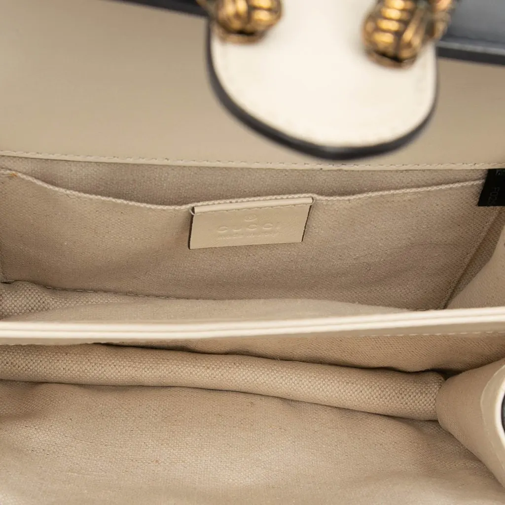 Gucci Mini Calfskin Bamboo Dionysus Web Satchel White Leather Very good - Model View