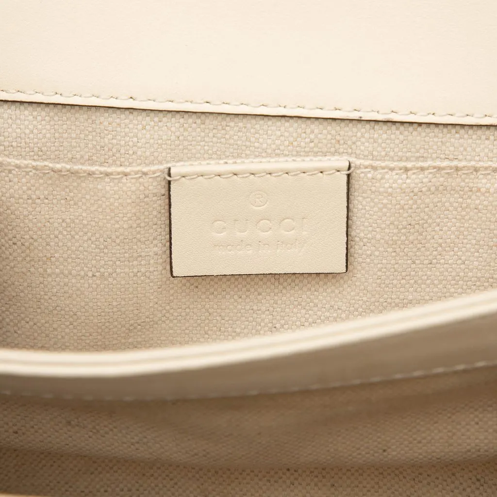 Gucci Mini Calfskin Bamboo Dionysus Web Satchel White Leather Very good - Box View