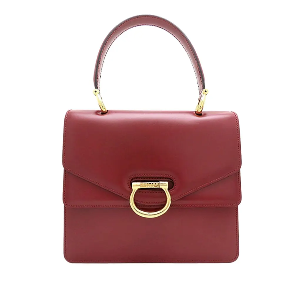 Celine Leather Double Flap Top Handle Bag