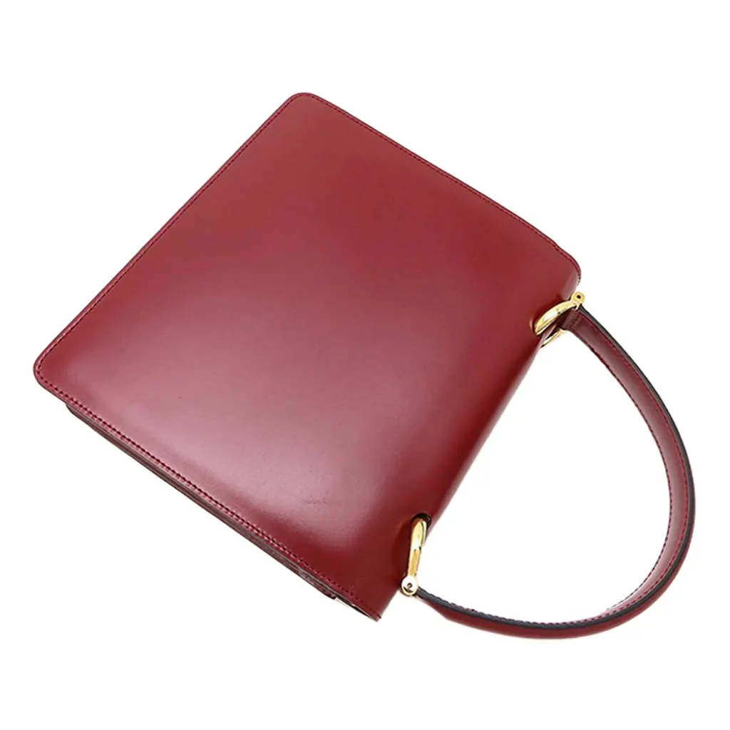 Celine Leather Double Flap Top Handle Bag Red Leather Very good - Back View