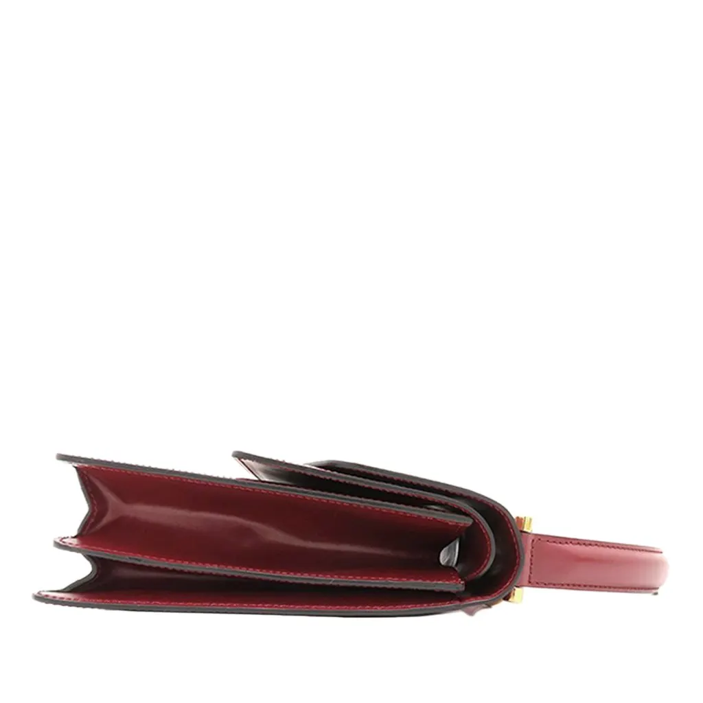 Celine Leather Double Flap Top Handle Bag Red Leather Very good - Model View
