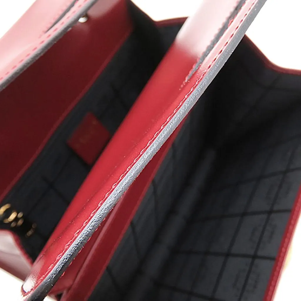 Celine Leather Double Flap Top Handle Bag Red Leather Very good - Box View