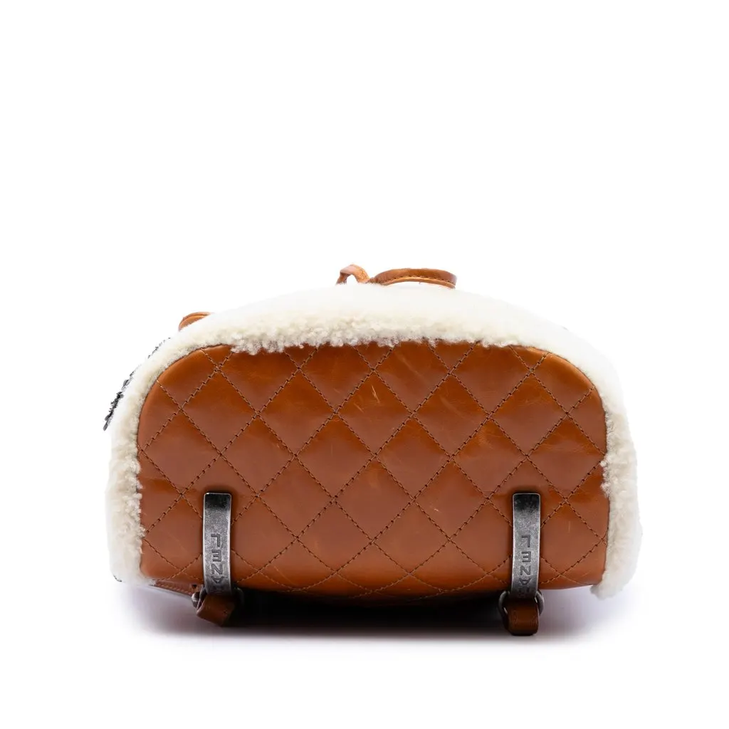 Chanel Small Shearling and Glazed Calfskin Mountain Backpack Brown Fur Very good - Inside View