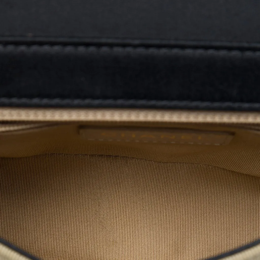 Chanel Small Quilted Bicolor Grosgrain Mademoiselle Single Flap Beige Very good - Model View
