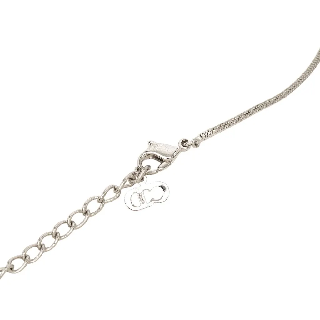 Dior Brass Enamel Trotter Plate Pendant Necklace Silver Metal Very good - Box View