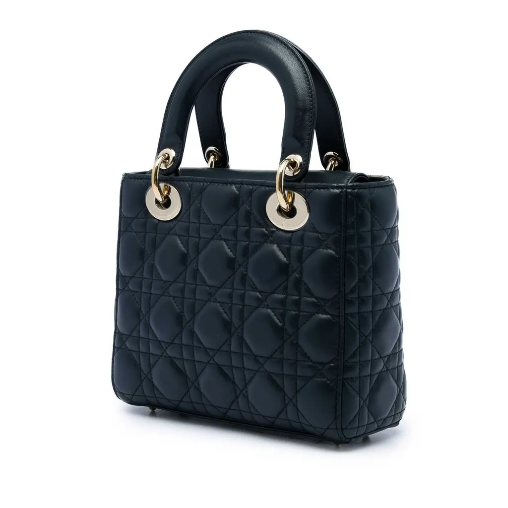 Dior Small Lambskin Cannage MyABCDior Lady Dior Black Leather Very good - Back View