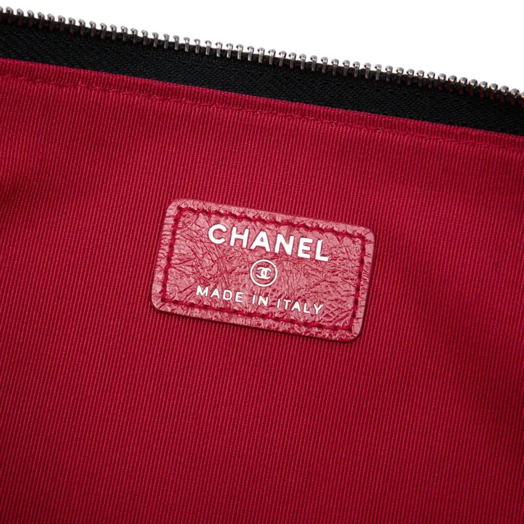 Chanel Large Tweed and Calfskin Embroidered Gabrielle O Case Clutch Blue Very good - Box View