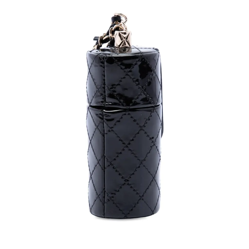 Chanel CC Quilted Patent Lipstick Case Black Leather Very good - Back View