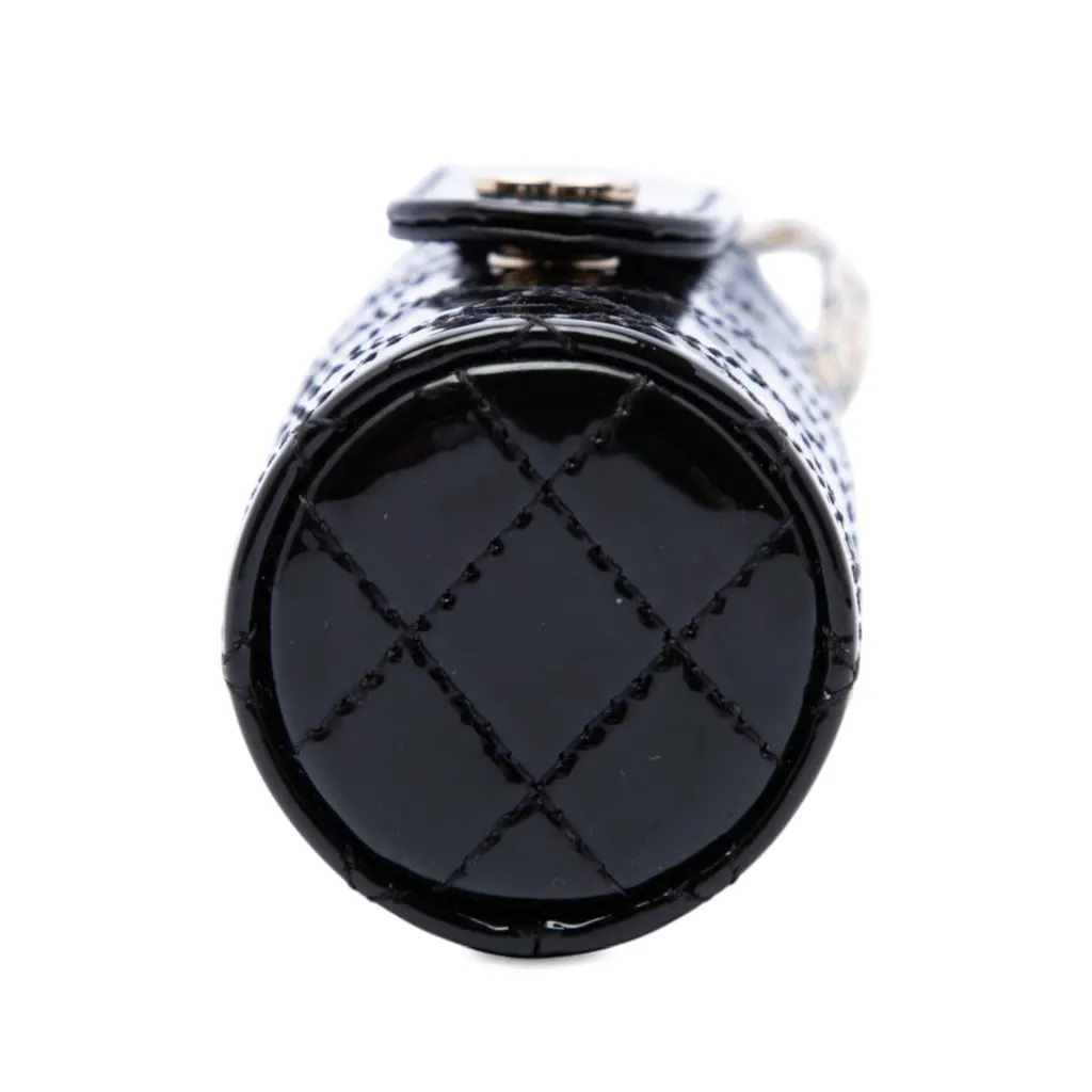 Chanel CC Quilted Patent Lipstick Case Black Leather Very good - Inside View