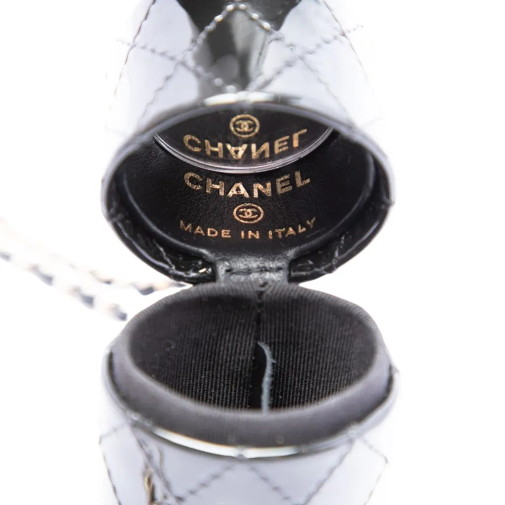 Chanel CC Quilted Patent Lipstick Case Black Leather Very good - Box View
