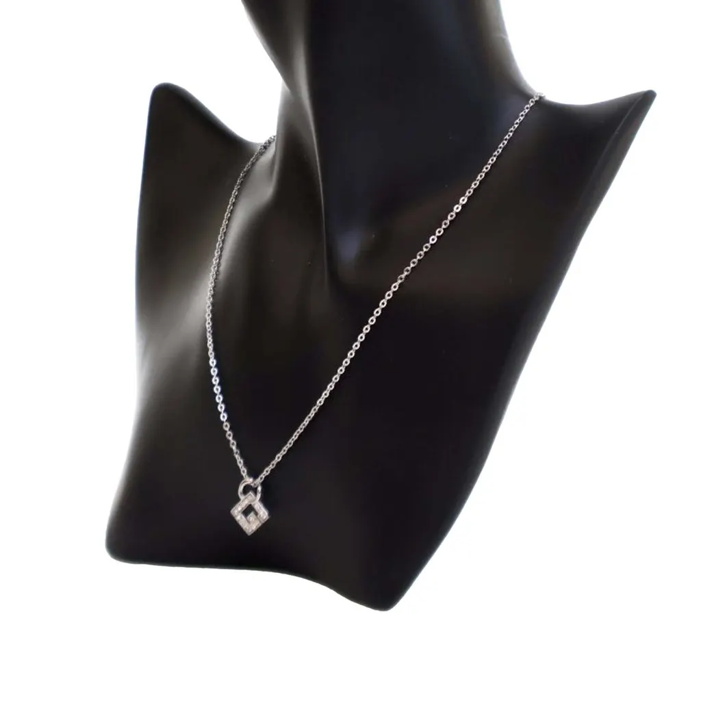 Givenchy Silver Plated G Logo Rhinestone Pendant Necklace Silver Metal Very good - Box View