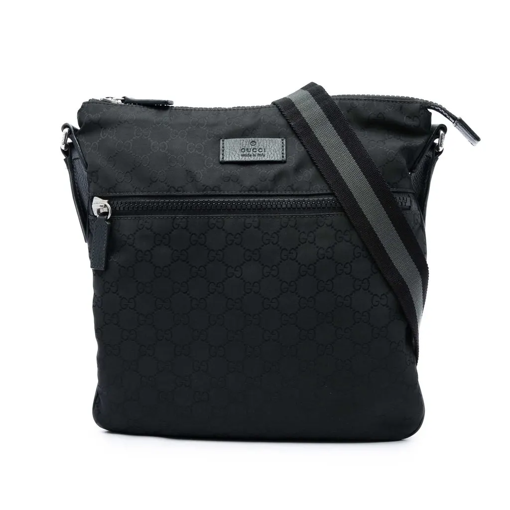 Gucci GG Nylon Web Crossbody Black Polyamide Very good - Front View