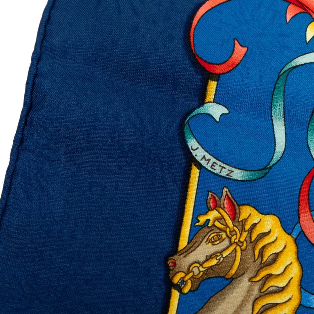 Hermès Luna Park Silk Scarf 90 Blue Silk Good - Model View