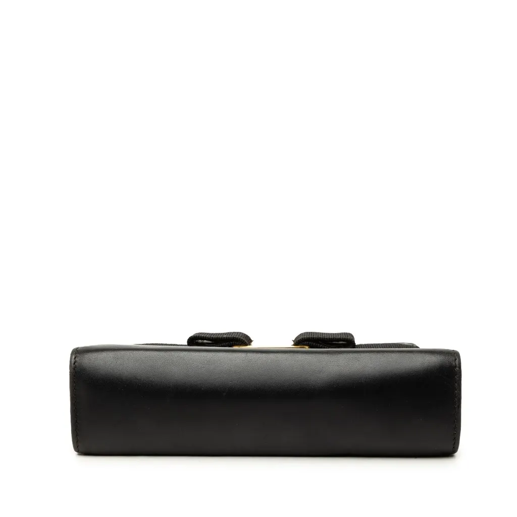 Salvatore Ferragamo Leather Vara Bow Kiss Lock Chain Crossbody Black Leather Good - Inside View