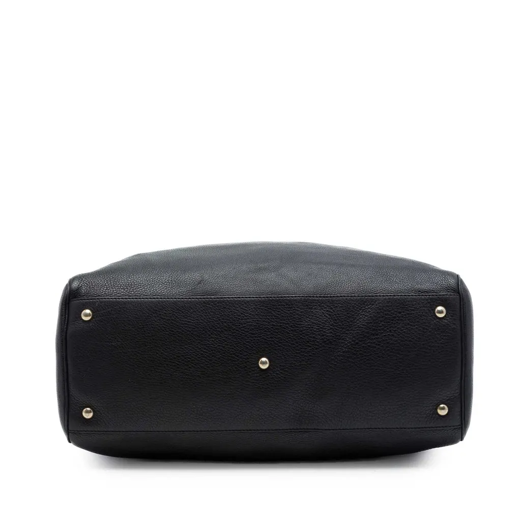 Gucci Large Calfskin Bamboo Shopper Satchel Black Leather Very good - Inside View