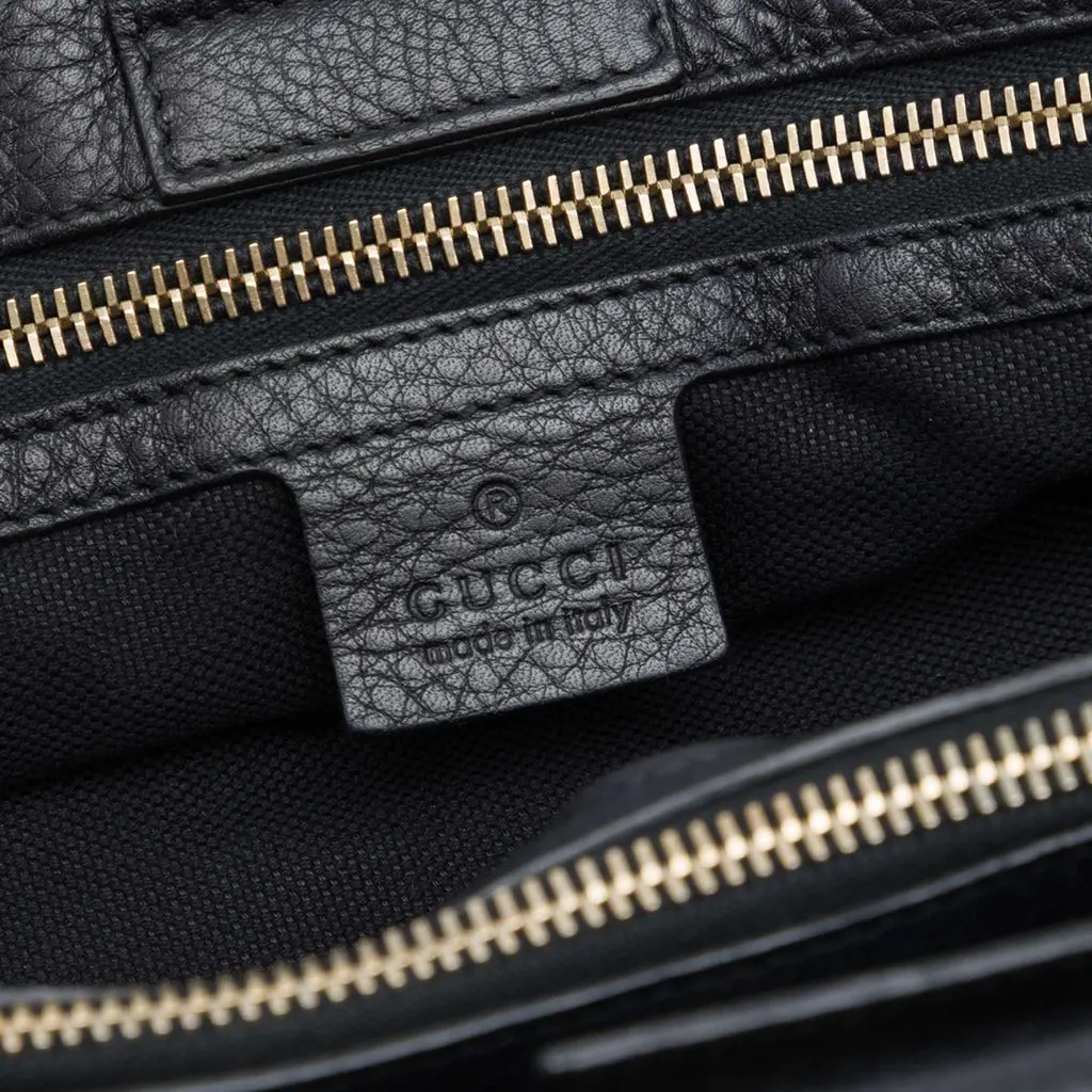 Gucci Large Calfskin Bamboo Shopper Satchel Black Leather Very good - Box View