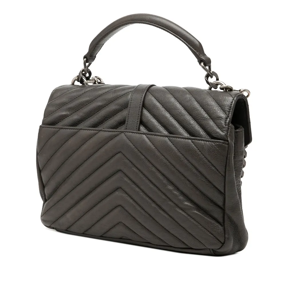 Saint Laurent Medium Chevron Sheepskin Monogram College Satchel MultiColor Leather Very good - Back View