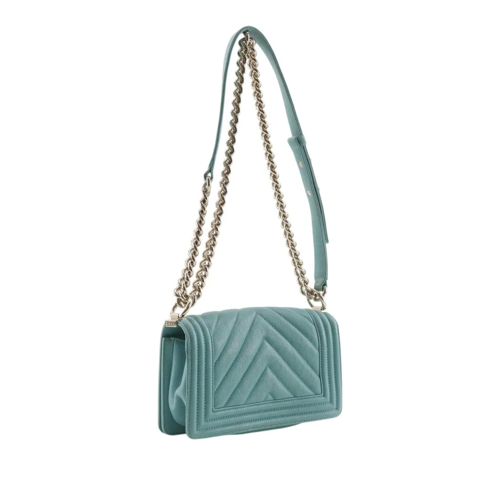 Chanel Small Chevron Caviar Boy Flap Blue Leather Very good - Inside View