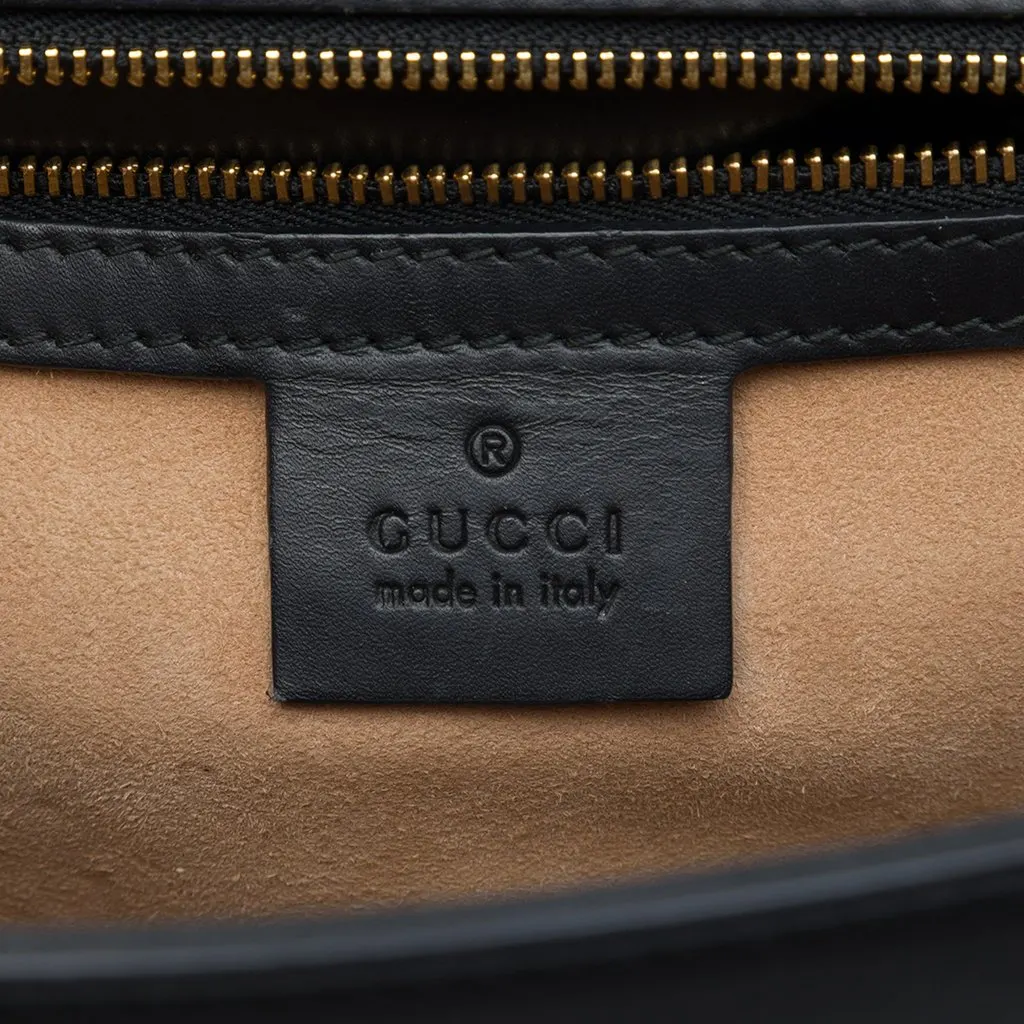 Gucci Small Calfskin Web Sylvie Satchel Black Leather Very good - Box View