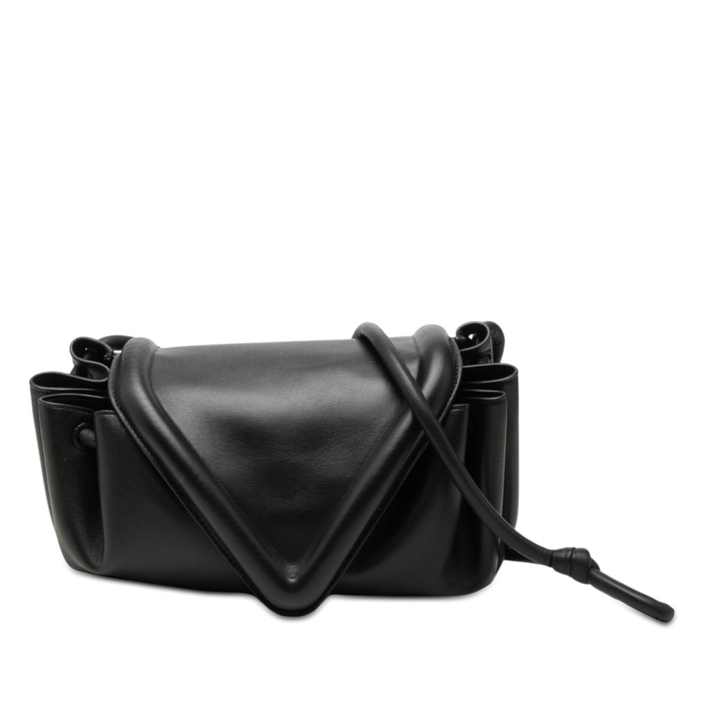 Bottega Veneta Small Lambskin Beak Crossbody Black Medium Le