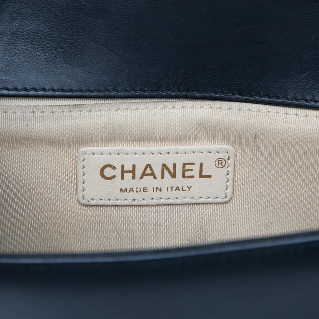 Chanel Small Chevron Lambskin Stitched Boy Flap Black Leather Very good - Box View