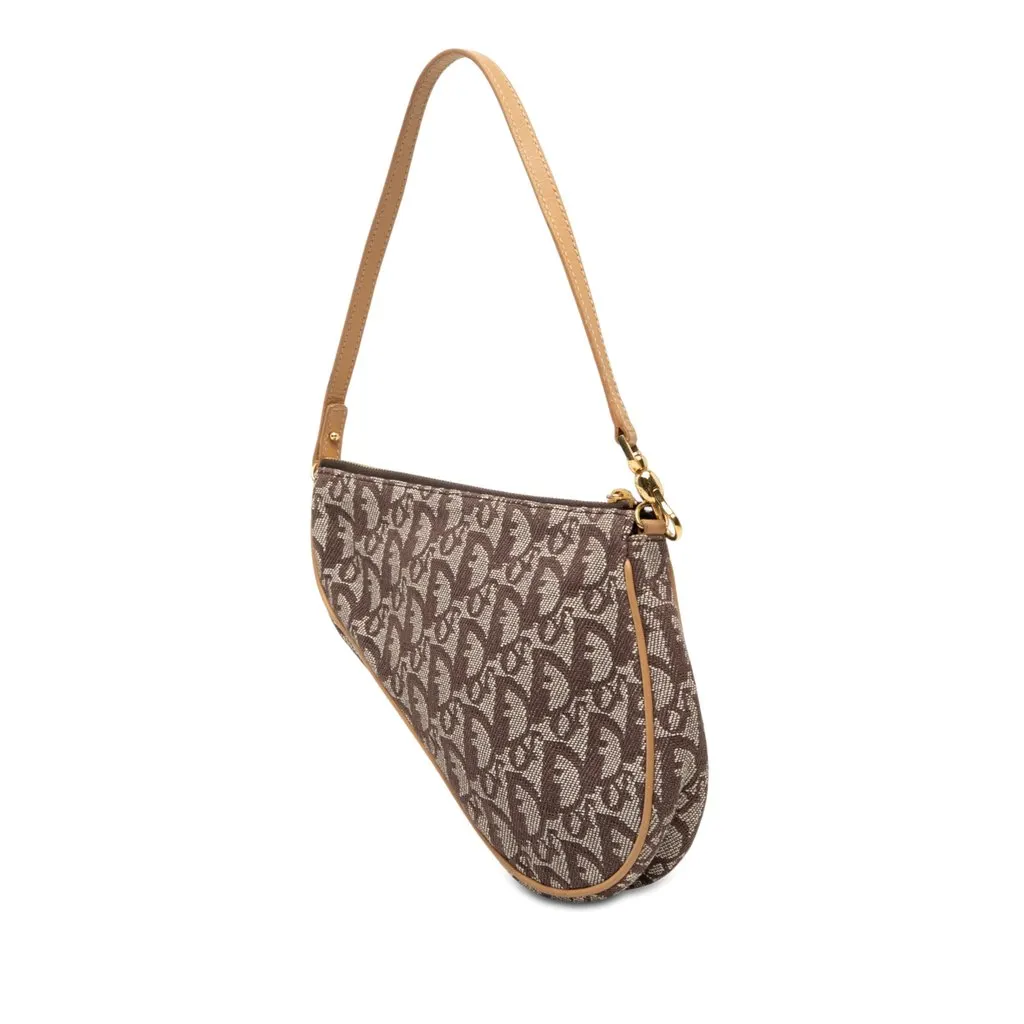 Dior Mini Diorissimo Canvas Saddle Pochette Brown Very good - Back View