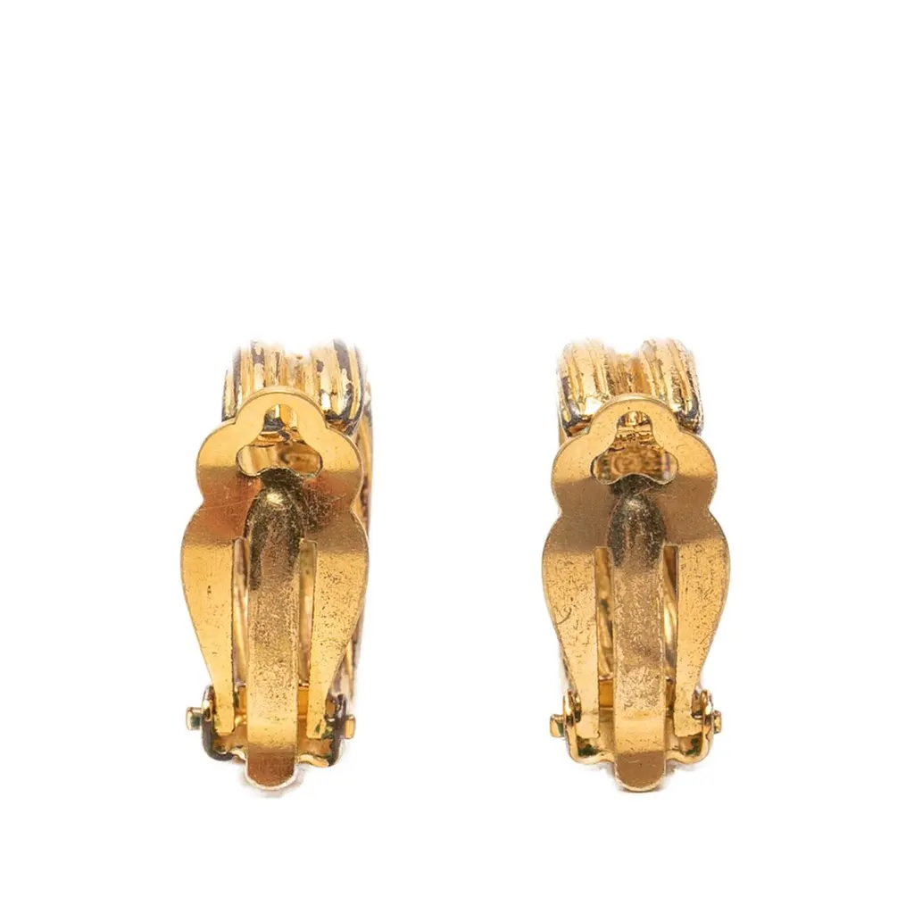 Chanel CC Gold Plated Hoop Clip On Earrings Gold Metal Very good - Back View
