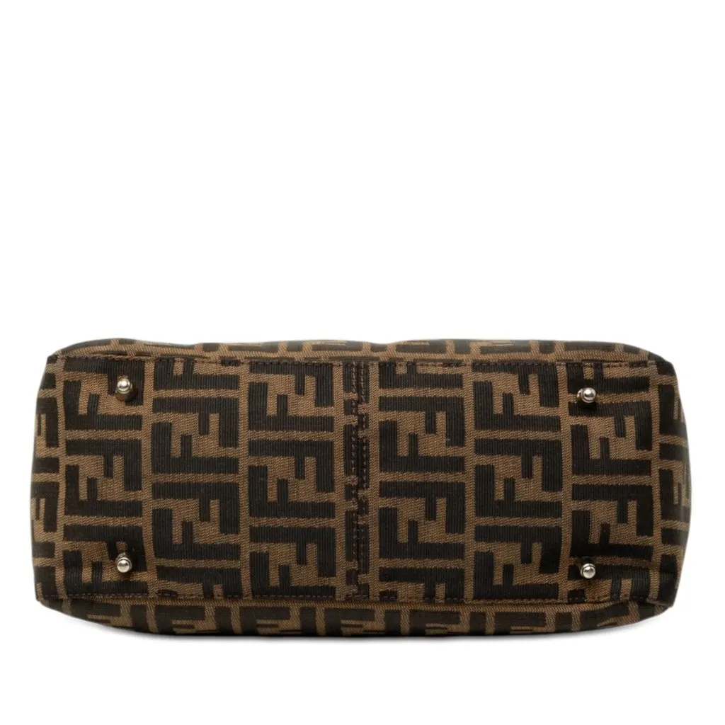 Fendi Small Zucca Canvas Twins Tote Brown Canvas Good - Inside View