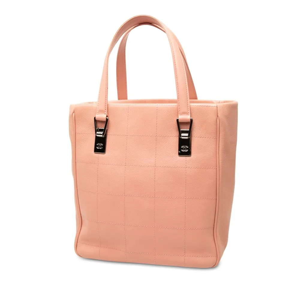 Chanel CC Chocolate Bar Caviar Tote Pink Leather Very good - Back View