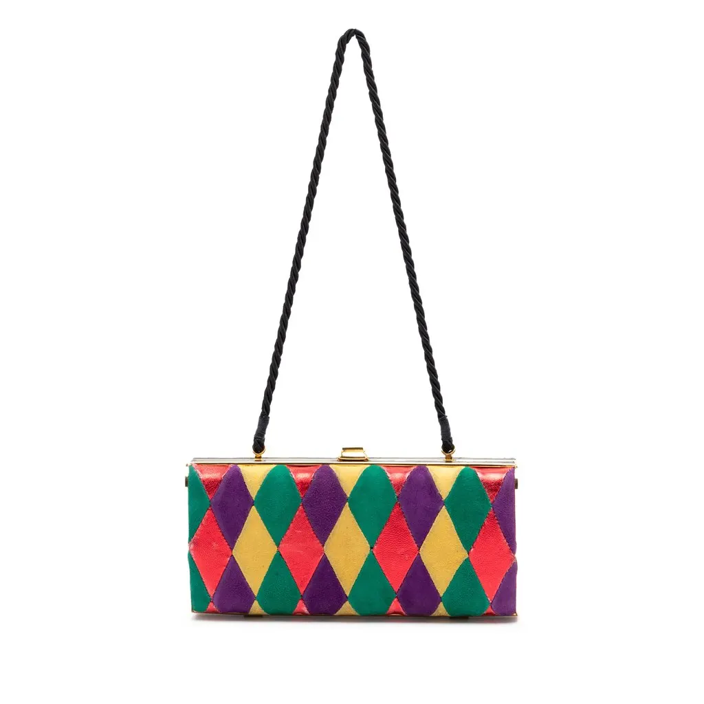 Miu Miu Multicolor Velvet Harlequin Minaudiere Clutch with Strap MultiColor Very good - Front View