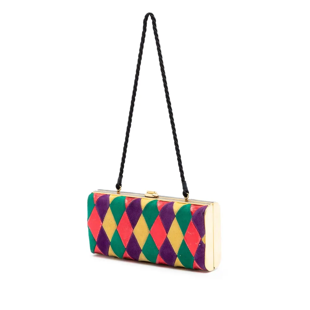Miu Miu Multicolor Velvet Harlequin Minaudiere Clutch with Strap MultiColor Very good - Back View