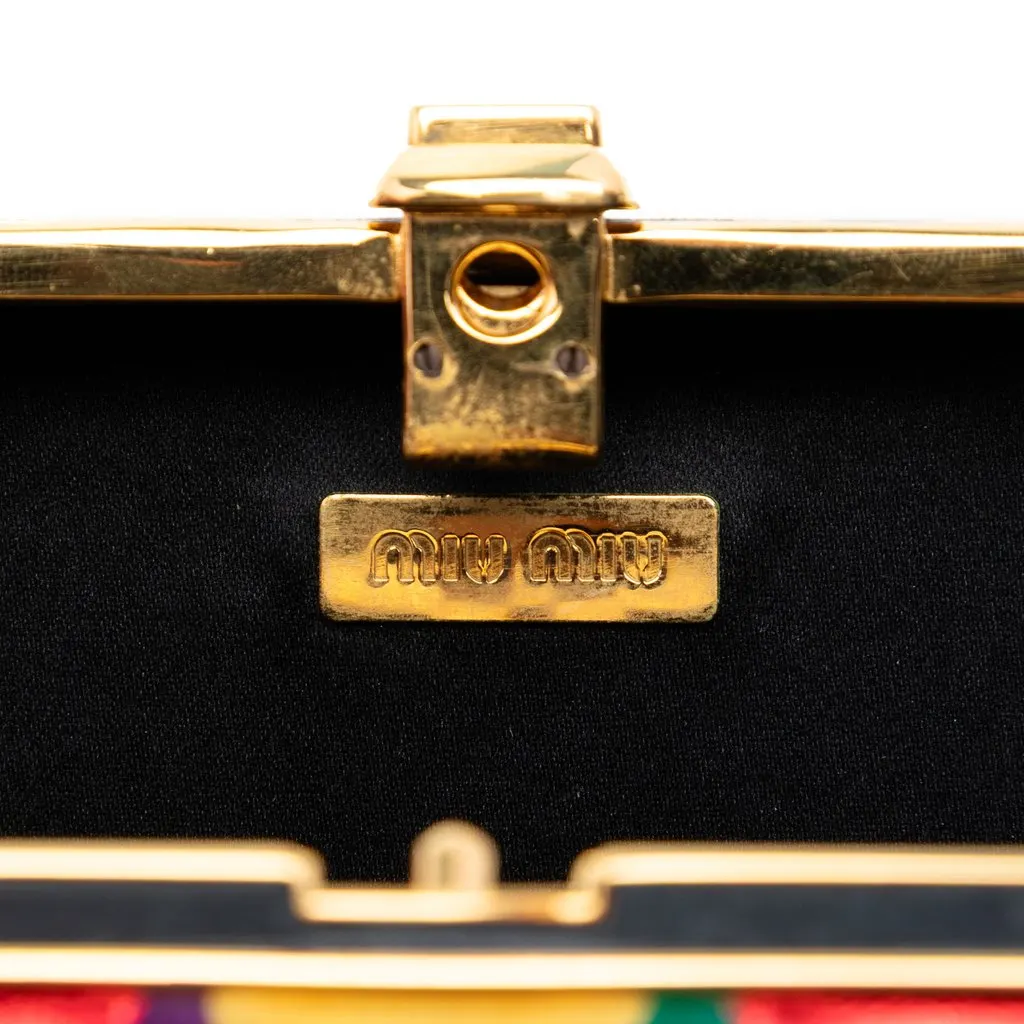 Miu Miu Multicolor Velvet Harlequin Minaudiere Clutch with Strap MultiColor Very good - Box View