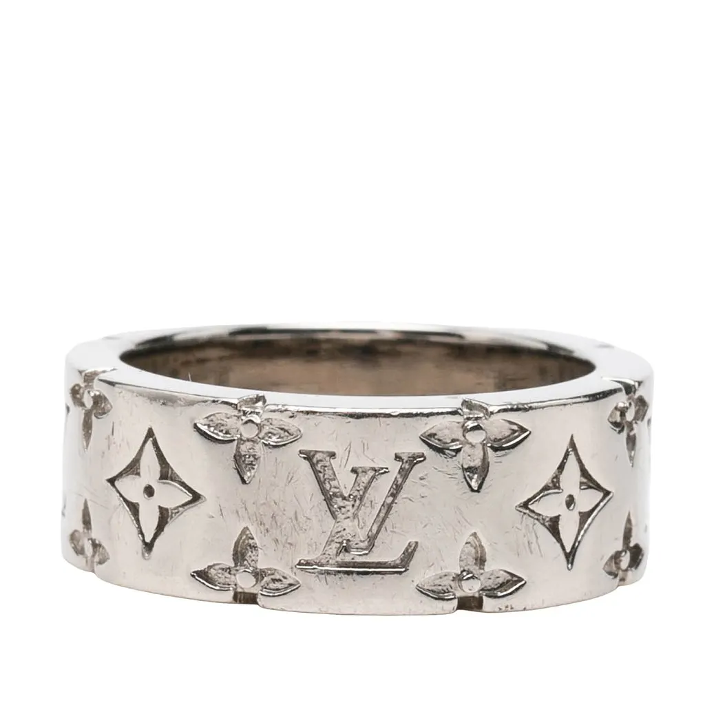 Louis Vuitton Brass LV Mosaic Ring M Silver Brass Very good - Inside View