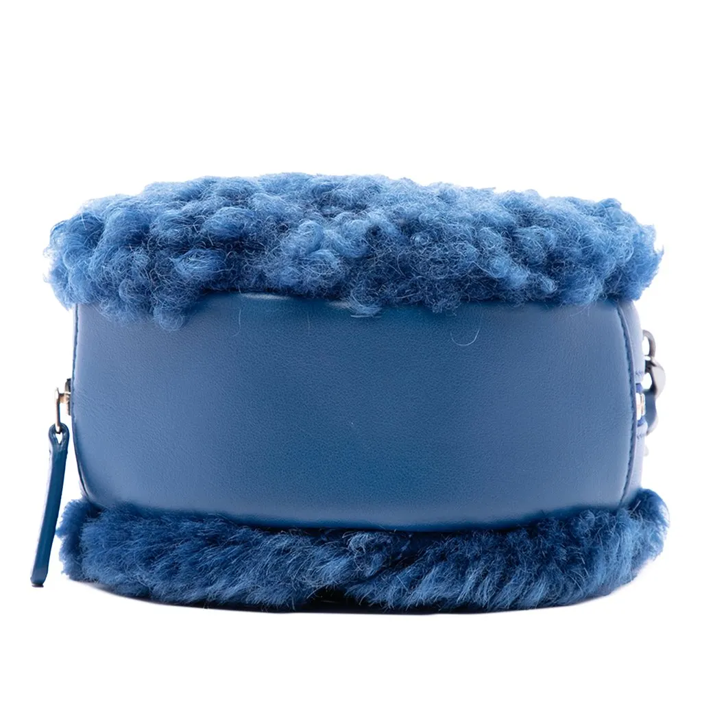 Chanel Shearling 19 Round Clutch with Chain Blue Shearling Very good - Inside View