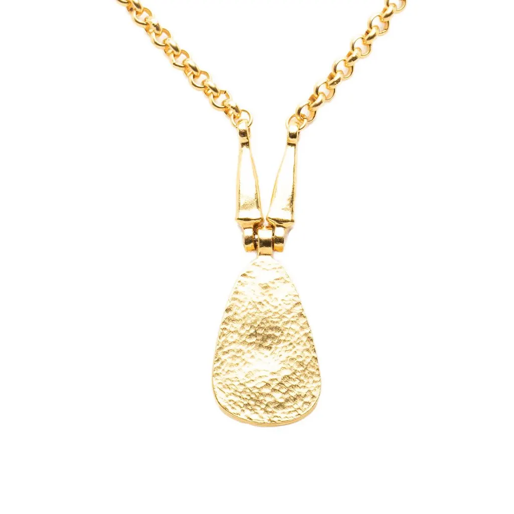 Chanel CC Gold Plated Teardrop Pendant Necklace Gold Metal Very good - Inside View