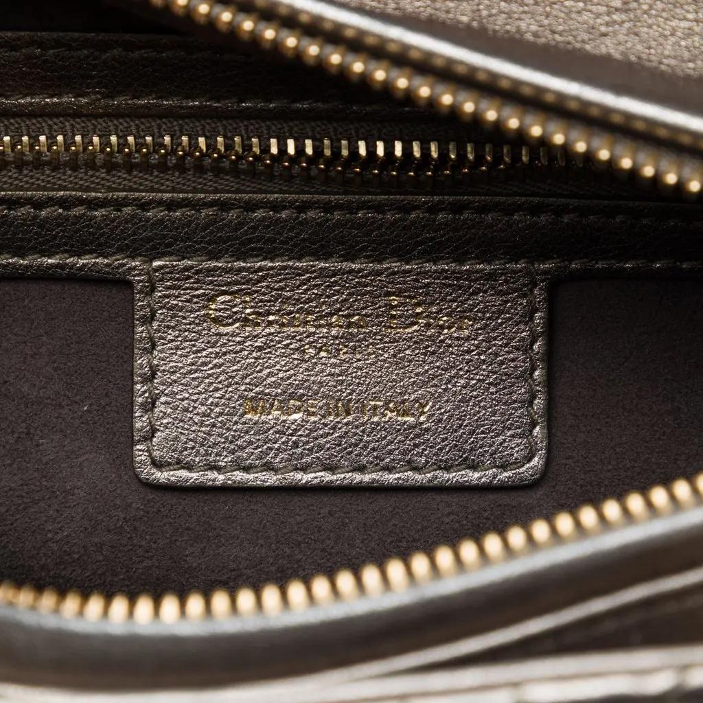 Dior Medium Metallic Lambskin Cannage Lady Dior Silver Leather Very good - Box View
