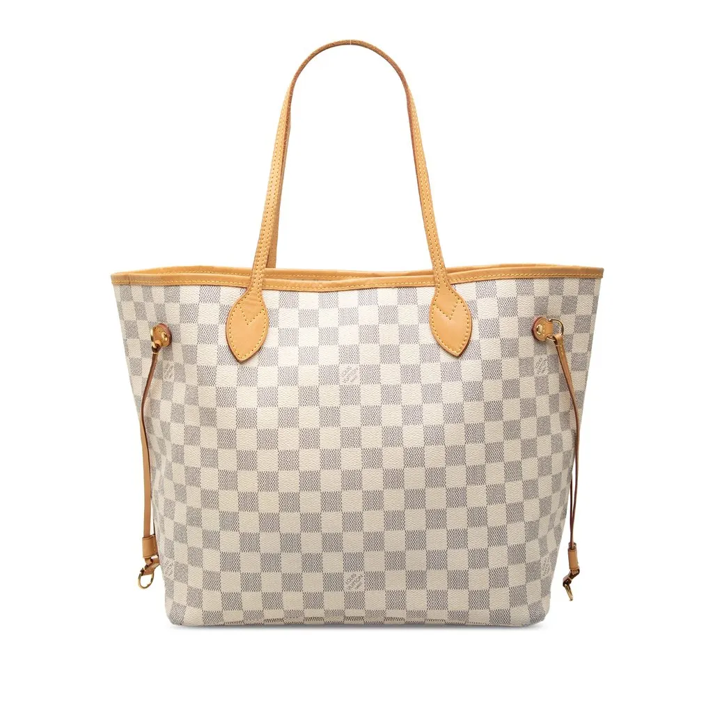 Louis Vuitton Damier Azur Neverfull MM White Very good - Front View