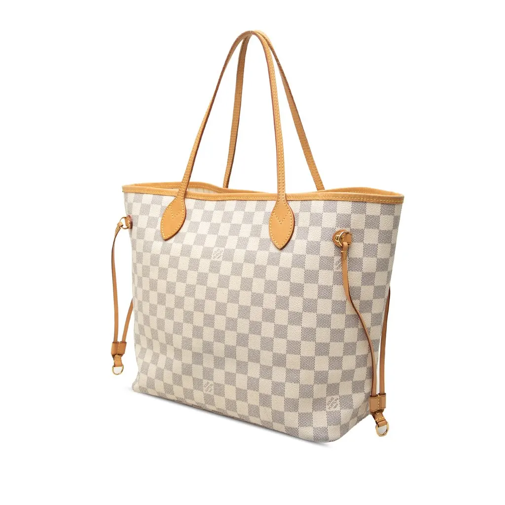 Louis Vuitton Damier Azur Neverfull MM White Very good - Back View