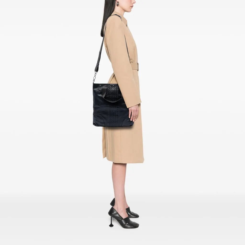 Bottega Veneta Intrecciato Trimmed Nappa Convertible Tote Black Leather Very good - Box View